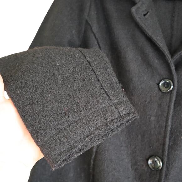 Chicos Boiled Wool Jacket Womens Size Small Black Button Front Collared Warm - Picture 4 of 10